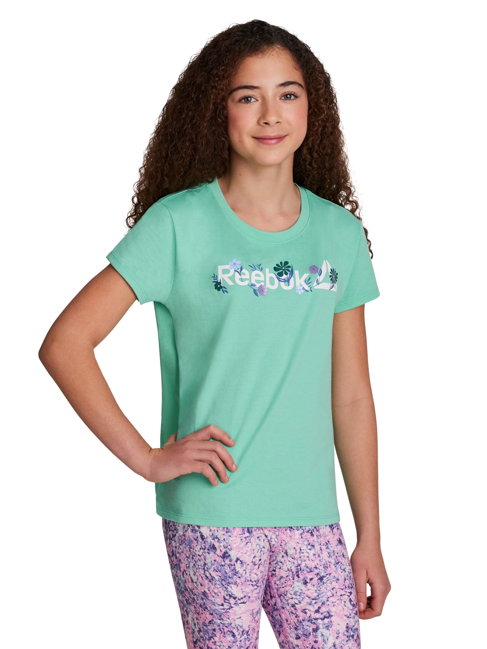 Reebok Girl’s Printed Short Sleeve Graphic T-Shirt, Sizes 4-18
