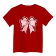 thumbnail image 4 of Aihuaihua Toddler Tshirts Girls 2t Loose Short Sleeve Tee for Toddler Cute Bow Print Round Neck Pullover Tops Girls Summer Tops T-Shirts Red,140, 4 of 4