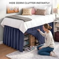 thumbnail image 5 of SGI bedding Dorm Bed Skirt Twin XL 36 Inch Drop Length - Navy Blue, Ruffled Pattern College Dorm Room Bed Skirts - Split Corner, Easy Care, Wrinkle Free 1800 Series Microfiber Bed Skirt, 5 of 9