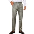 thumbnail image 4 of INSPIRE CHIC Plaid Pants for Men's Flat Front Straight Fit Checked Trouser 32 Gray, 4 of 5