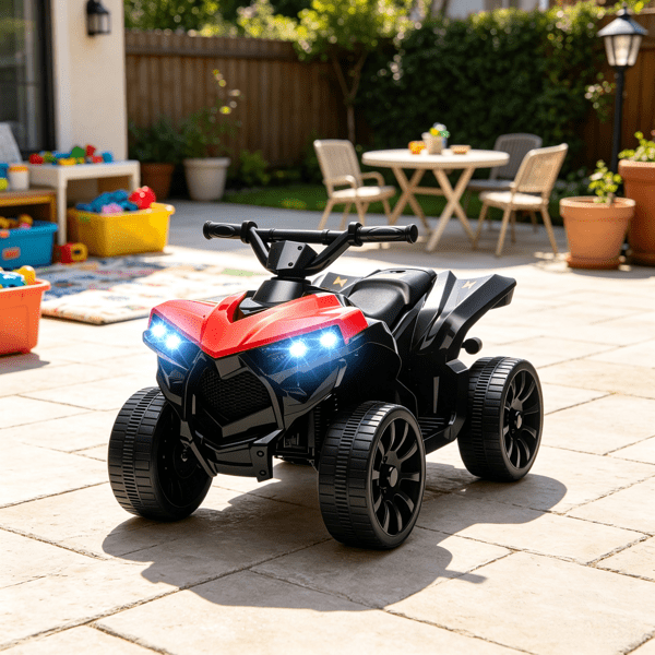 6V Kids ATV 4-Wheeler, Electric Ride-On with Music & LED Headlights, Indoor & Outdoor, Ages 18-56 Months, Red