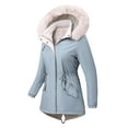 thumbnail image 4 of AOOCHASLIY Women Winter Coat Fashion Casual Women's Winter Solid Collar Hooded Drawstring Waist Zipper Padded Coat Blouse, 4 of 4