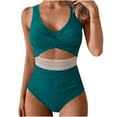 thumbnail image 2 of Women's 2025 Fashion Swimsuit Cut out Swimsuit Set V Neck Front Criss Cross Swimsuit Summer Beach Wear One Piece Swimsuit Clearance for Teens, 2 of 5