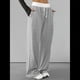 thumbnail image 5 of Pantalones Deportivos Anchos con Cintura de Contraste de Color y Hebilla de Cordón para Mujer. Gris S, 5 of 8