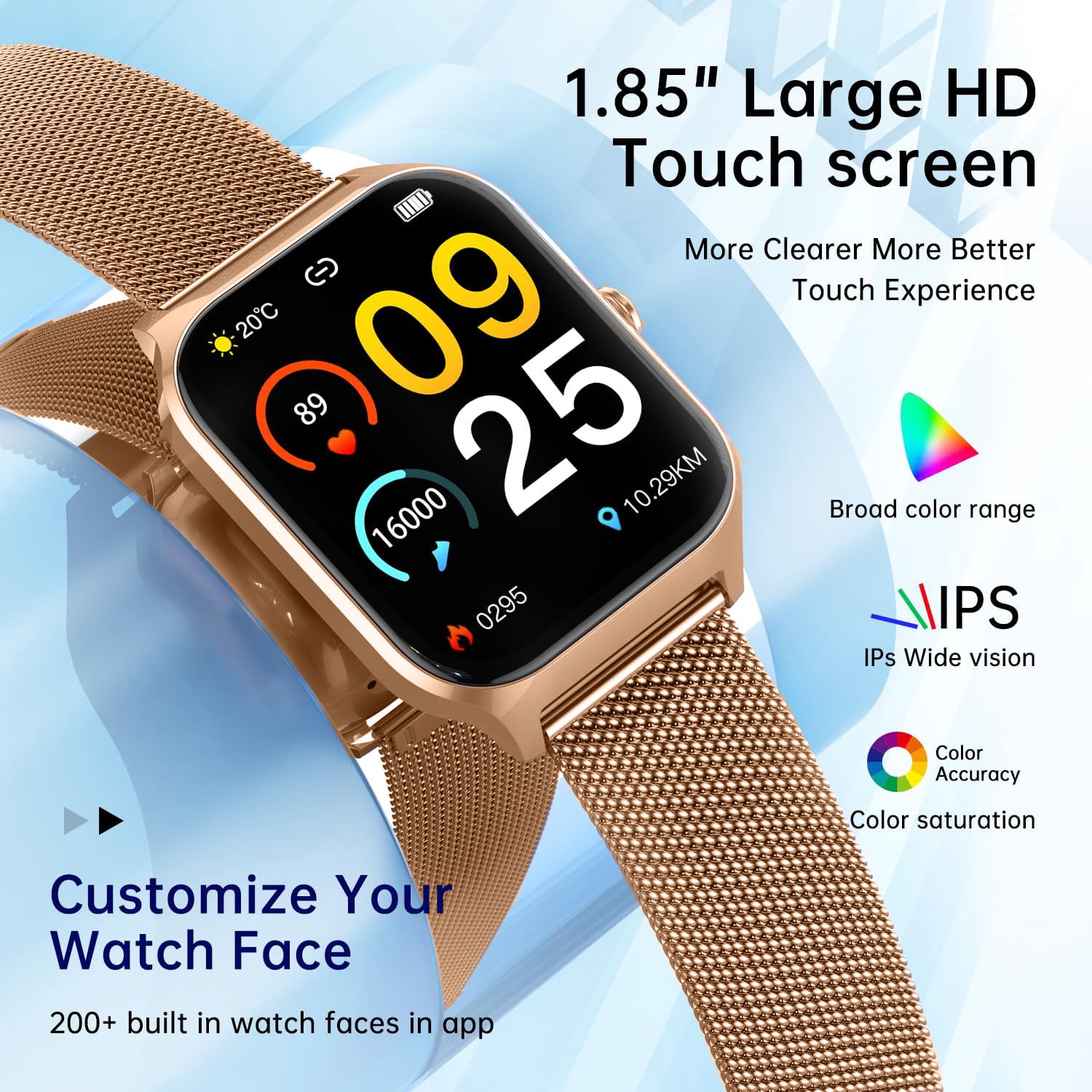Smart Watch for Women Men Fitness Tracker: 1.83 Inch Bluetooth Call Smartwatch with Sleep Monitor Watches Compatible with Android Ios 100+ Sport Mode Steps Counter 3 Bracelets Waterproof Ip67