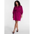 thumbnail image 2 of Terra & Sky Women's Plus Geo Eyelet Cotton Mini Dress with Long Sleeves, Sizes 0X-5X, 2 of 5