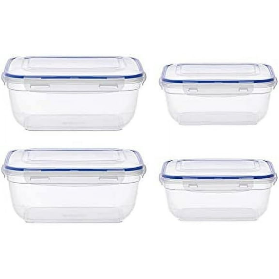 Superio Rectangular Sealed Containers For Food (4 Pack), (2) 4.2 Quart, (2) 2.5 Quart Plastic Container With Lid Keeps Food Fresh- For Pantry, Fridge- Microwave and Freezer Safe