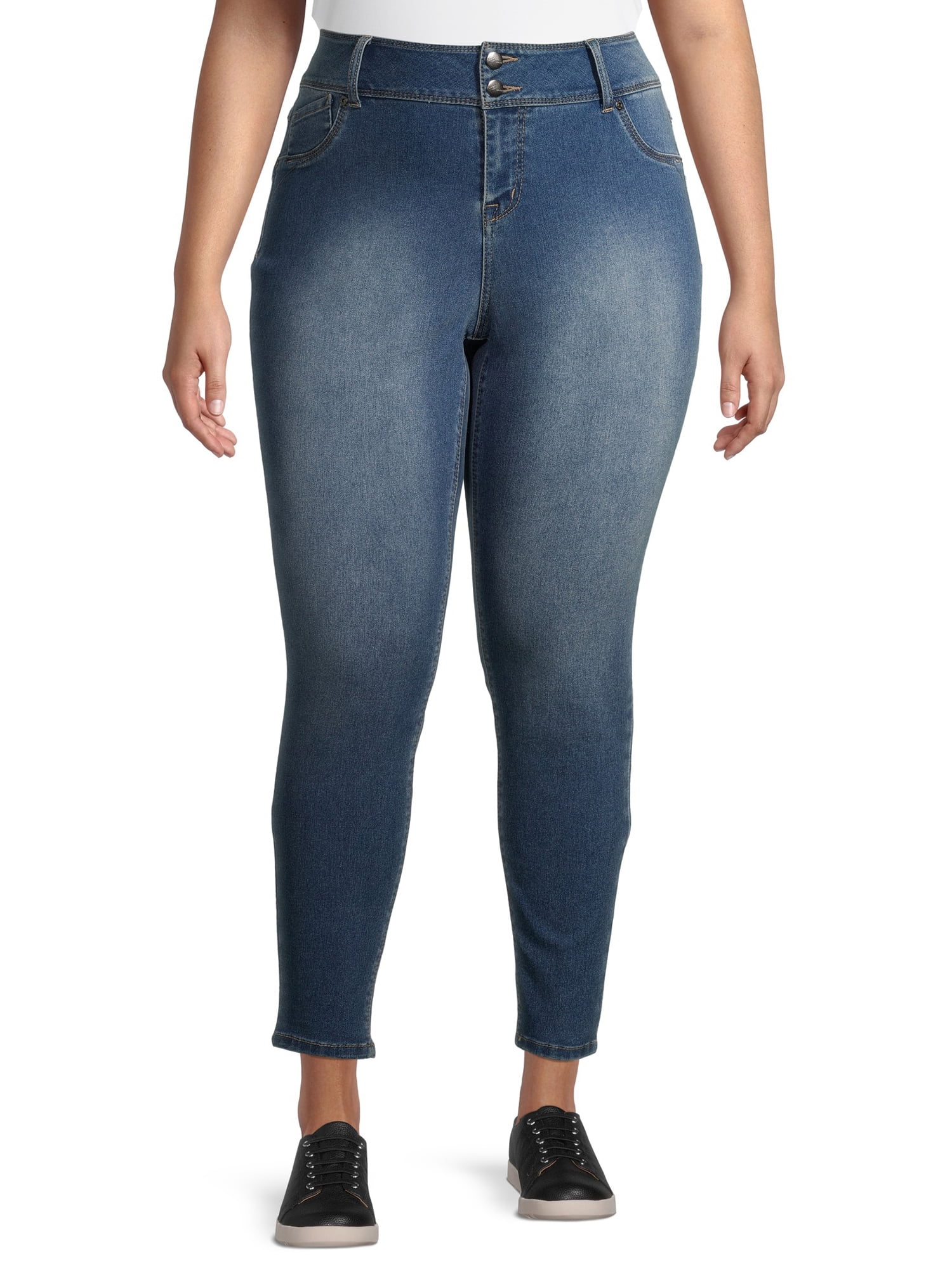 A3 Denim Women's Plus Size Slimming Skinny Jeans with Double Buttons ...