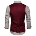 thumbnail image 2 of TIHLMK Suit Coat Men Vest V-Neck Sleeveless Single-breasted Slim Fit Jacket Business Waistcoat Wine, 2 of 9