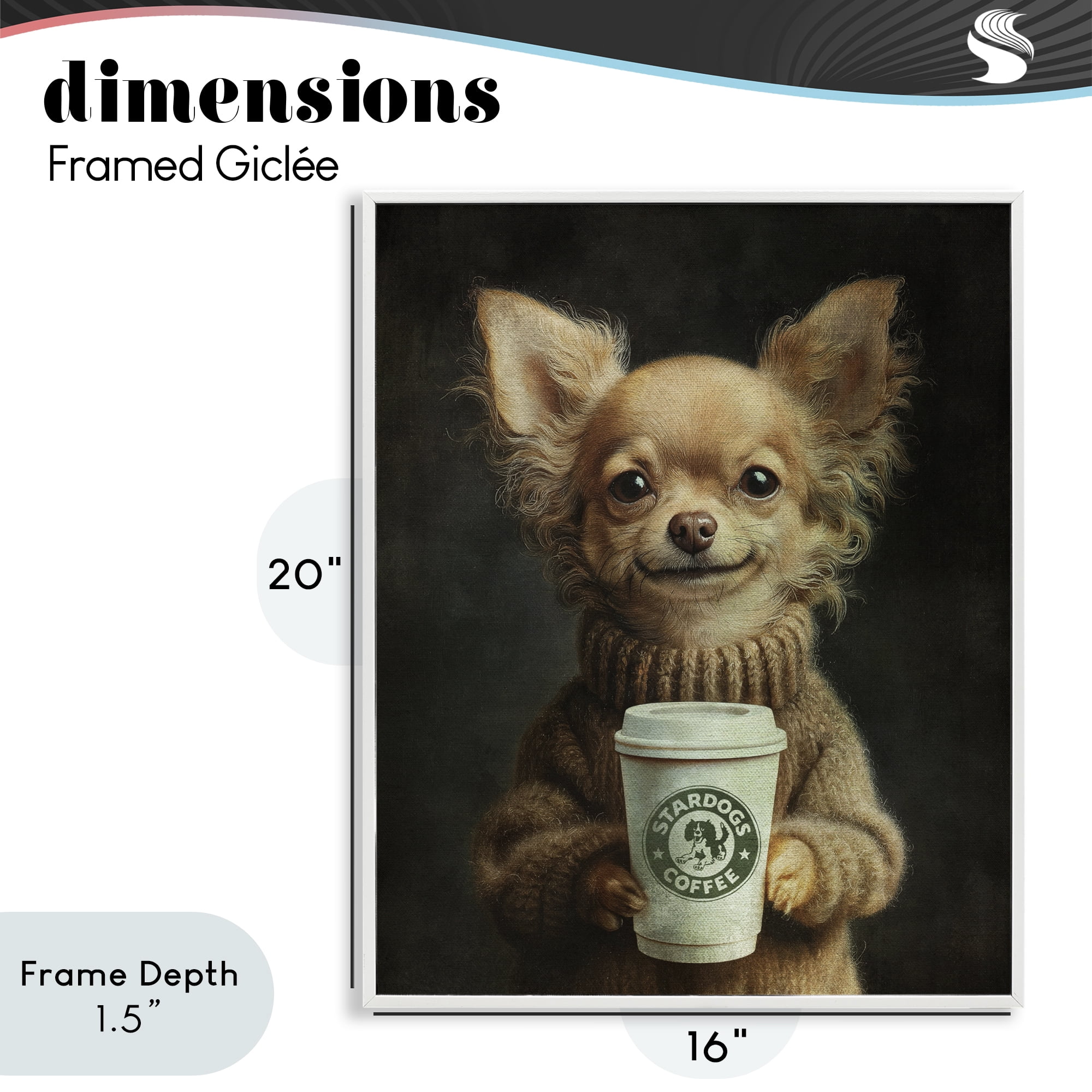 Stupell Industries Espresso Pup in Cozy Sweater White Framed Giclee Art, design by Svetlana Aleynikova