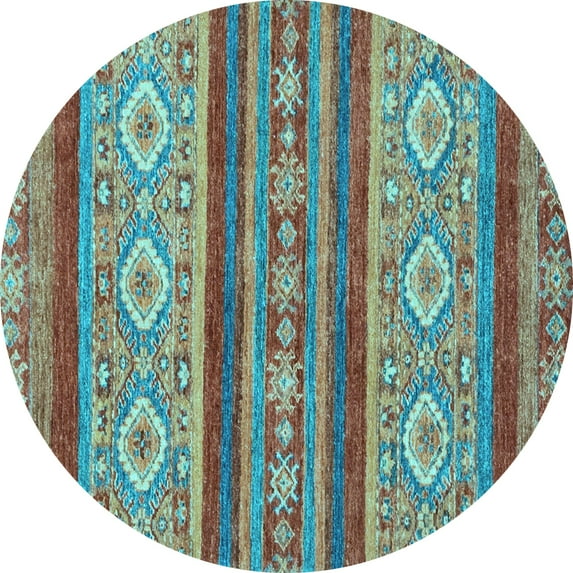 Ahgly Company Indoor Round Abstract Light Blue Modern Area Rugs, 3' Round