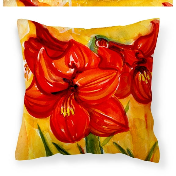 Carolines Treasures 6067PW1414 Flower - Amaryllis Decorative   Canvas Fabric Pillow 14Hx14W multicolor
