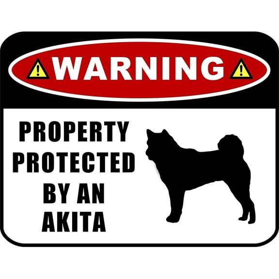 PCSCP Warning Property Protected by an Akita (SILHOUETTE) 11.5 inch x 9 inch Laminated Dog Sign