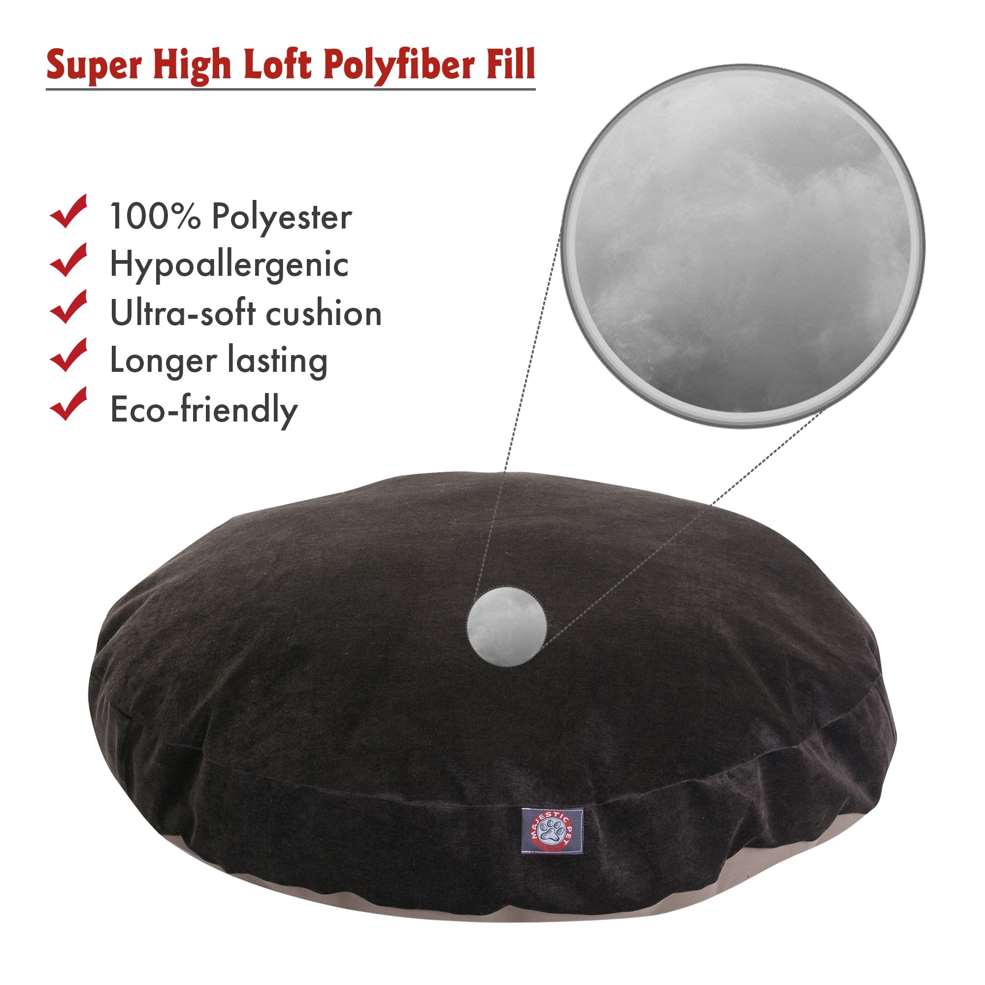 Majestic Pet | Villa Velvet Round Pet Bed For Dogs, Removable Cover, Storm, Small
