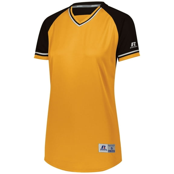 LADIES CLASSIC V-NECK JERSEY - 2XL / GOLD/BLACK/WHITE by RUSSELL