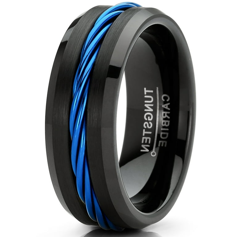 Mens wedding band on sale with cable inlay