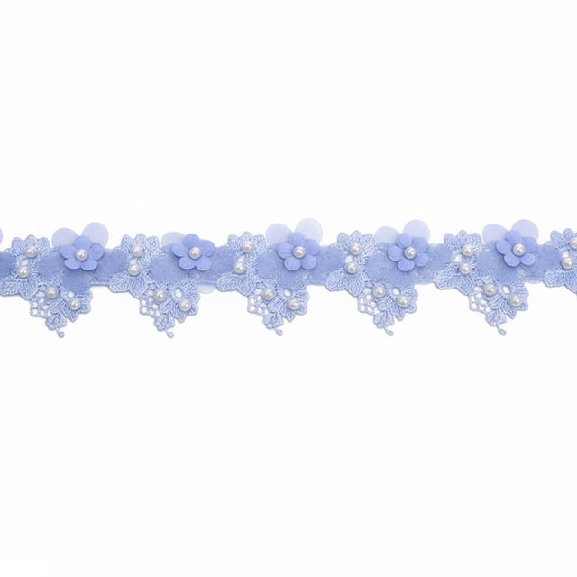 relayinert Elegant Flower Lace Ribbon With Wide For Craft Workshops Ribbon 6.5 Trim Polyester Trim Flowers For Lace Cm Wide blue
