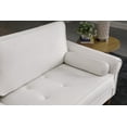 thumbnail image 4 of 77.5" Living Room Sofa, Upholstered Velvet 3-Seater Sofa with Copper Nail on Arms and 3 Pillows, Accent Loveseat Sofa for Living Room, Bedroom, Office, Apartment, White, 4 of 9