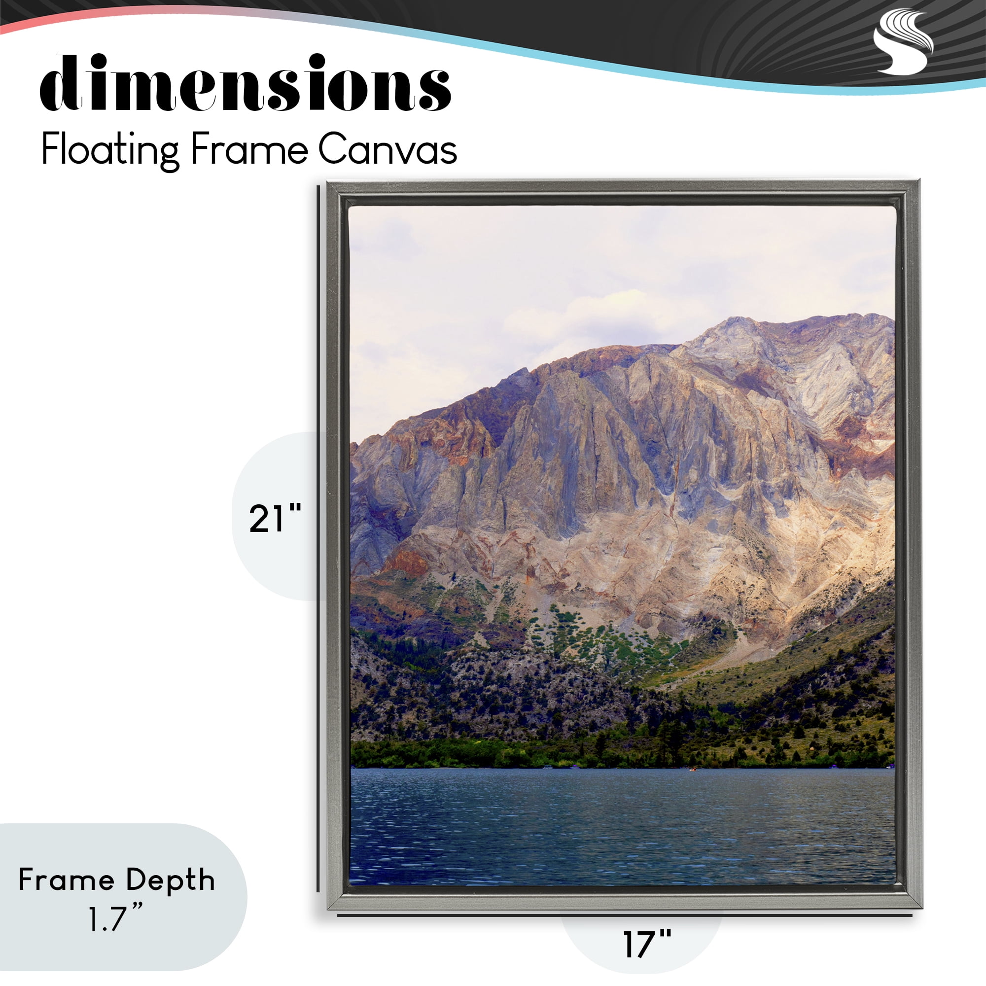 Stupell Industries Serene Lake Beneath Mountains Gray Framed Floater Canvas Wall Art, design by Gemma Bardot