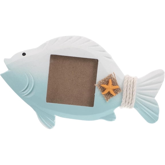 Fish Shaped Wooden Photo Frame Mediterranean Home Decor Display