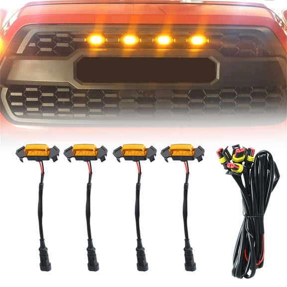 LABLT 4X Raptor Style Amber Lens Grille LED Lights for Toyota Tacoma TRD Pro 2016-2021