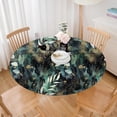 thumbnail image 4 of Round Tablecloth Fitted Elastic Edge Patio Table Covers Wrinkle Resistant Polyester Table Cloth for Picnic Camping Indoor and Outdoor，Boho Tropical Leaves 36"-44", 4 of 4