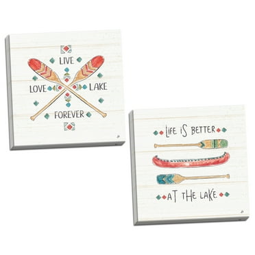 Gango Home Decor Contemporary Lake Moments V & VI by Daphne Brissonnet (Ready to Hang); Two 16x16in Hand-Stretched Canvases