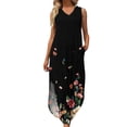 thumbnail image 4 of Clearance under 10.00 LYXSSBYX Womens Dresses Sleeveless Hot Sale Clearance Sexy Women's Fashion Sleeveless Printed V-Neck Ladies Pocket Vest Long Dress, 4 of 7