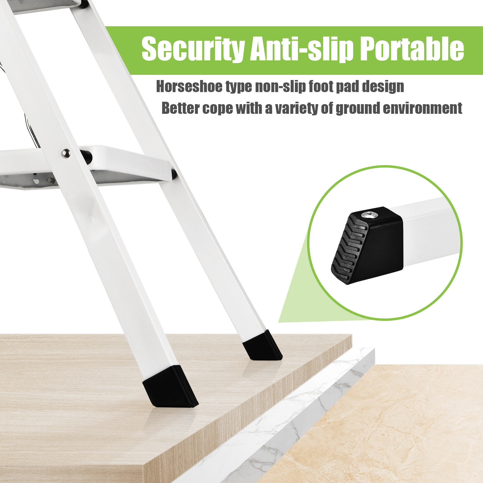 HBTower 3-Step Ladder with Handrails, 330 lbs Capacity photo 7