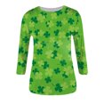 thumbnail image 3 of St. Patrick's Day Shirts for Women 3/4 Sleeve Lucky Clover Shamrock Graphic Tee Tops Casual Holiday Blouses Tunics, 3 of 4