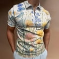 thumbnail image 2 of Wildflowers Floral Men Zipper T-shirt Summer Casual Short Sleeve T-shirt Top, 2 of 7
