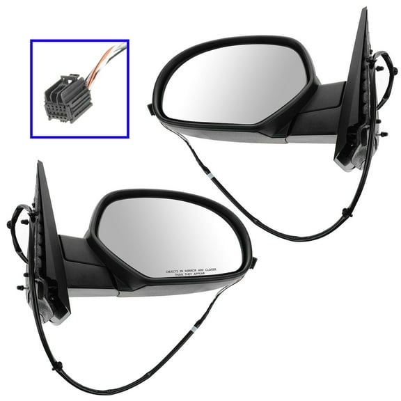 TRQ Side View Mirrors Power Heated Chrome Cap LH & RH Pair for Chevy GMC MRA09658