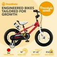 thumbnail image 3 of RoyalBaby Vélo pour Enfant Freestyle d'Extérieur avec Roues Stabilisatrices, 12 Pouces, Rouge, 3 of 12