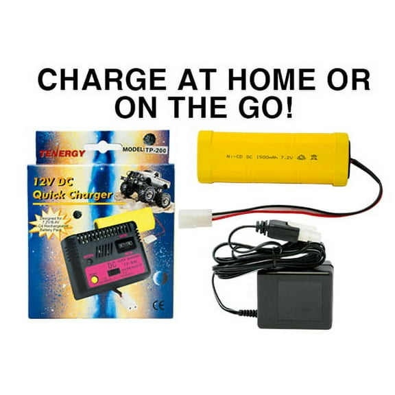 7.2 Volt NiCd Battery Pack (1500 mAh) Wall Charger Car Charger