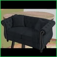 thumbnail image 6 of 58.8" Black Velvet Chesterfield 2 Seater Sofa with Rolled Arms, Tufted Design & Nailhead Trim - Ideal for Living Room, Bedroom, Office, 6 of 12