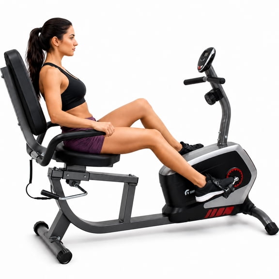 Bicicleta Magnética de Ejercicio Centurfit Reclinada Resistencia 8 Niveles Monitor Fit Cardio