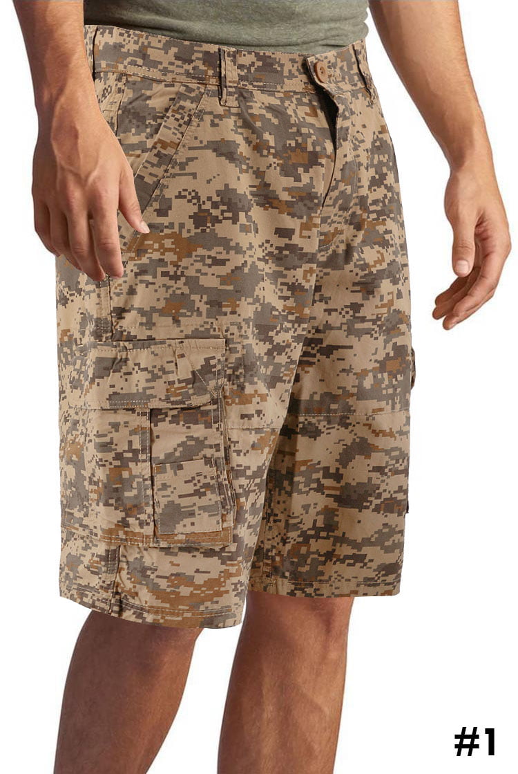 Allonly Mens Camouflage Stylish Casual Cotton Relaxed Fit Multi-Pocket Cargo Shorts 