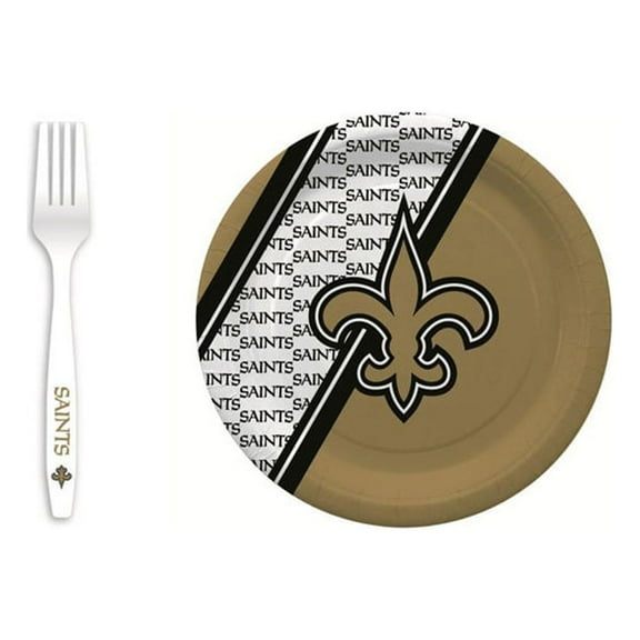 New Orleans Saints 20 Pc Disposable Paper Plates And 20 Pc Plastic Forks