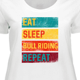 thumbnail image 4 of Inktastic Bull Riding Rodeo Eat Sleep Bull Riding Repeat Women's Plus Size T-Shirt, 4 of 5