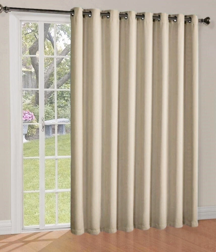Gorgeous Home Linen Window Thermal Large Curtain for Sliding Door Blackout Panel for Patio & Hall Room Silver Grommets Taupe 1pc 100"x 84" Each