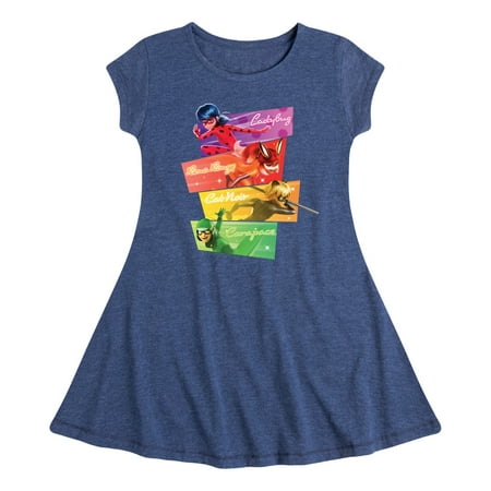 

Miraculous Lady Bug and Cat Noir - Character Grid - Toddler And Youth Girls Fit And Flare Dress