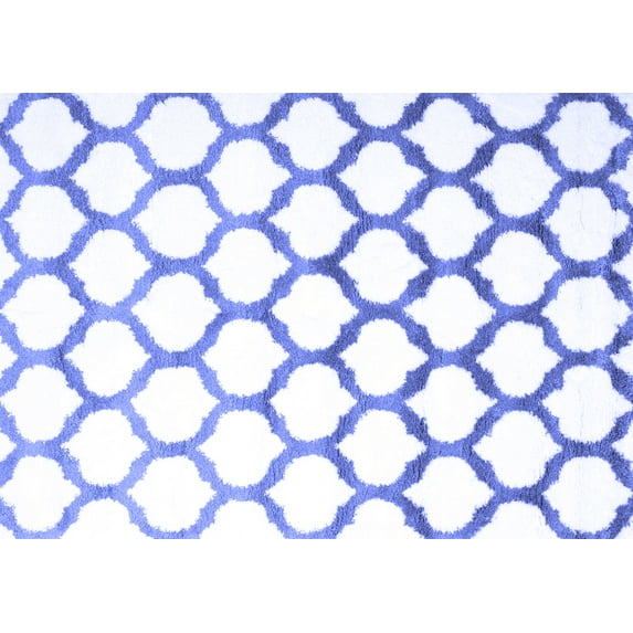 Ahgly Company Indoor Rectangle Trellis Blue Contemporary Area Rugs, 2' x 5'
