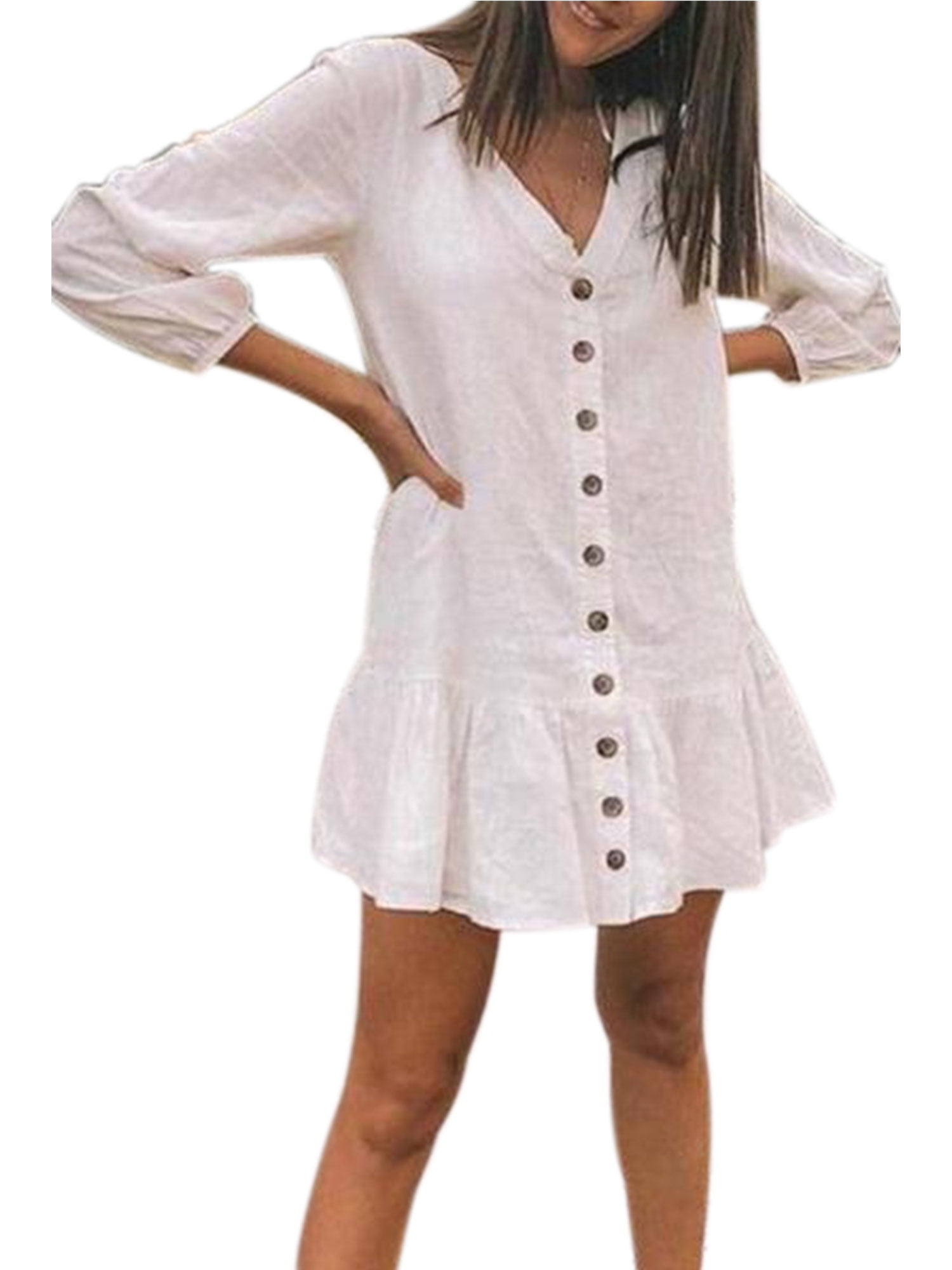 linen button down shirt dress