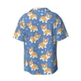 thumbnail image 2 of Xecao offers the Corgi for Men's Casual Short-sleeved Shirt, a button-up collared shirt with a pocket, perfect for beach vacations and yacht travel in the 4X-Large size., 2 of 7