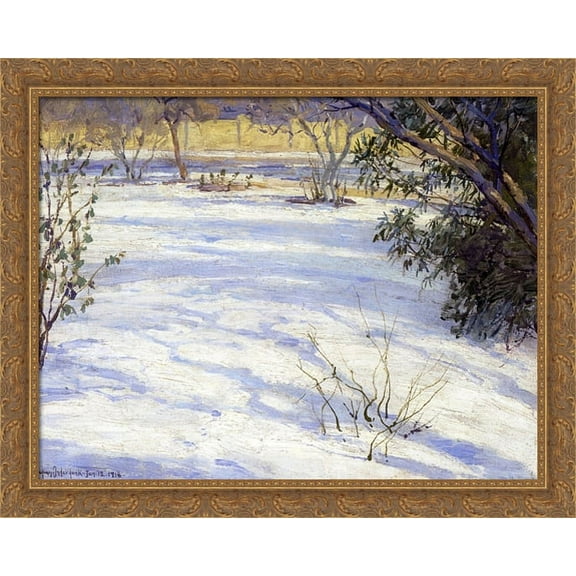 Snow Scene 36x28 Large Gold Ornate Wood Framed Canvas Art by Robert Julian Onderdonk