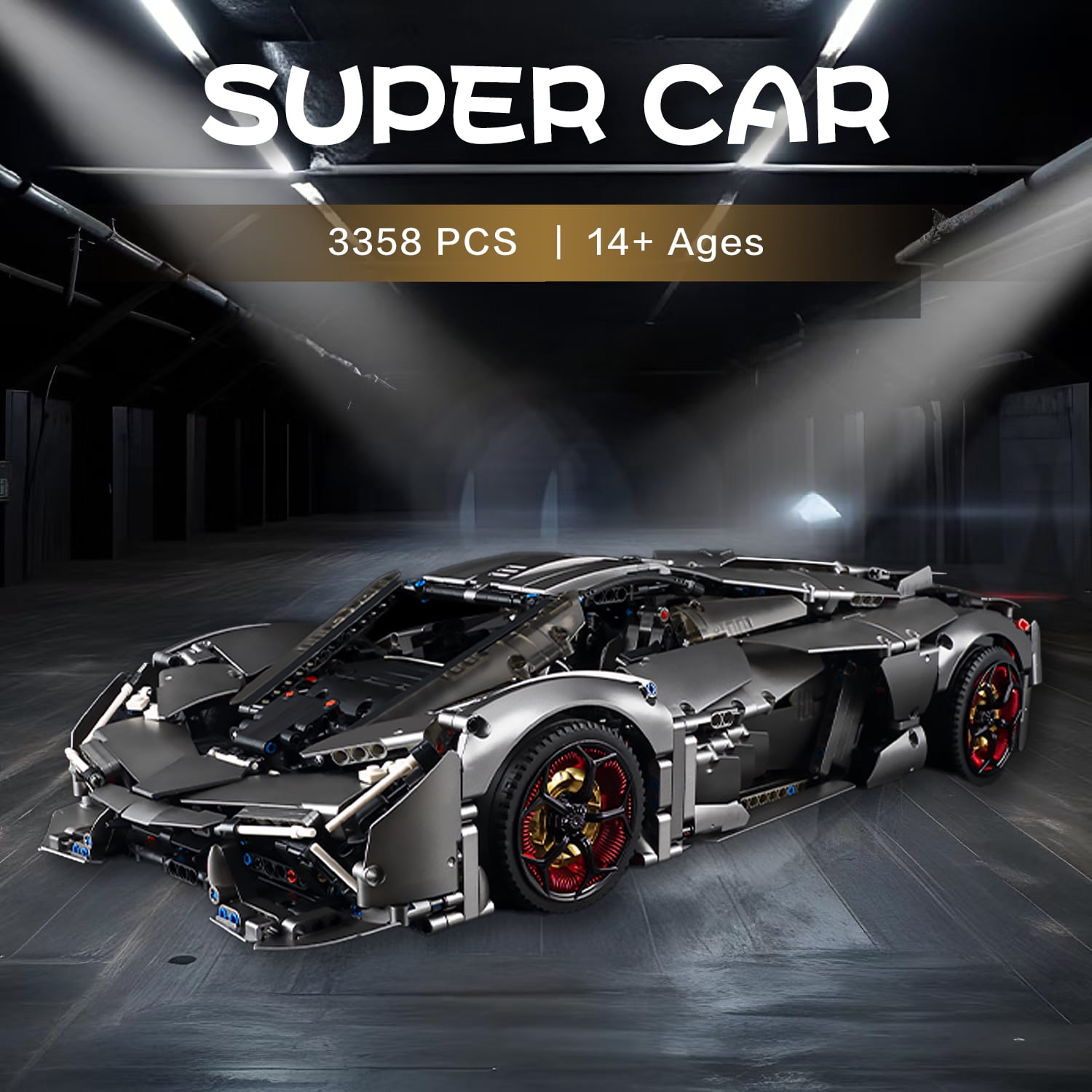 QOQ Adult Super Car Model Building Block, Cars Building Kits 1:8 Scale 22.4In Birthday Gift for Men