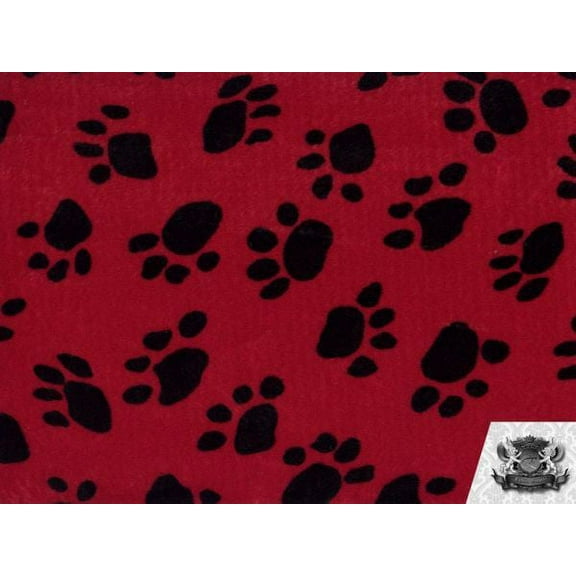 Velboa Faux Fake Fur Red Paw Fabric