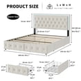thumbnail image 6 of Homfa Queen LED Bed with 4 Drawers, LED Lights Platform Storage Bed Frame with Upholstered Adjustable Button Tufted Headboard, Velvet Beige, 6 of 11