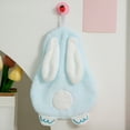 thumbnail image 6 of Cute Bunny Coral Fleece Bath Towel, Absorbent Soft Towel with Hanging Lanyard for Kitchen Bathroom Use Towel Holder, 6 of 7