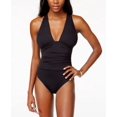 thumbnail image 2 of Michael Michael Kors Solid Convertible Ruched One-Piece Swimsuit Women's Swimsuit, 2 of 5